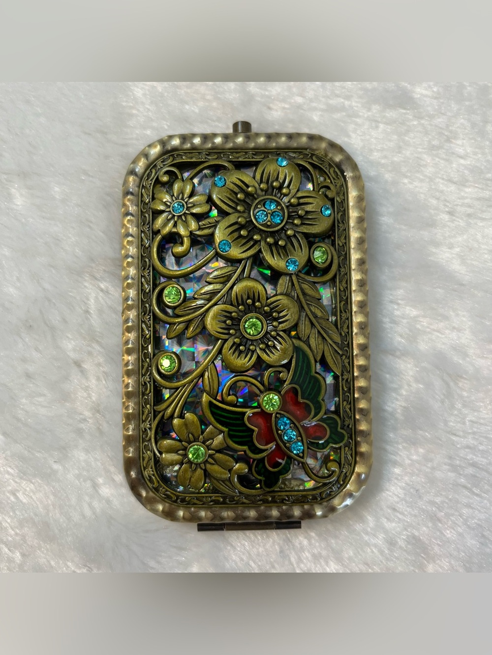 Vintage Floral Rhinestone Vintage Floral Rhinestone Compact Mirror Cosmetic Case